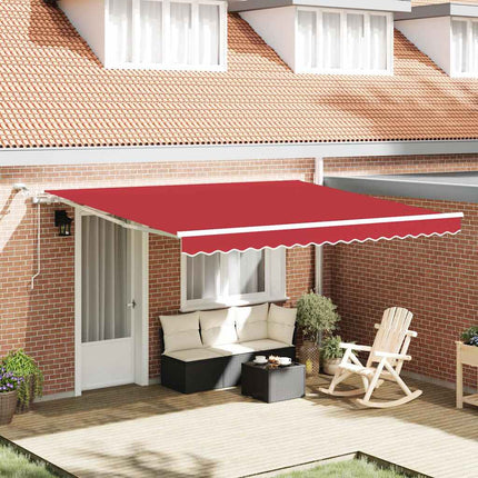 Utfällbar markis Röd 400 × 300 cm Polyester och metall
