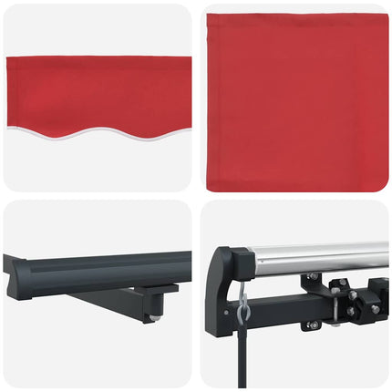 Utfällbar markis Röd 400 × 300 cm Polyester och Stål