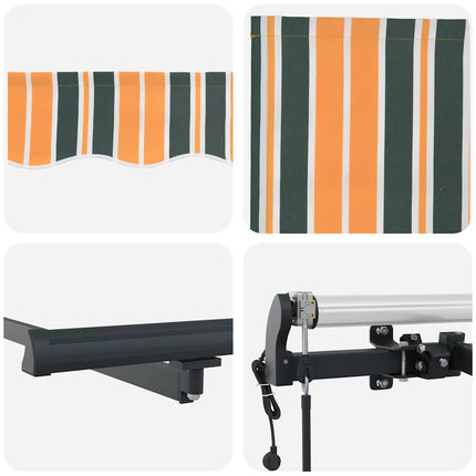 Utfällbar markis Grön och gul 400 × 300 cm Duk och Aluminium