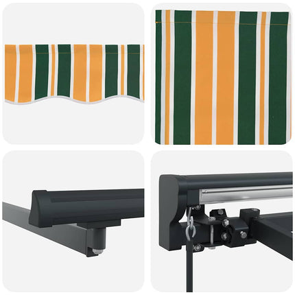 Markisram Grön och Gul 400 × 300 cm Polyester med PU-beläggning