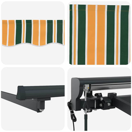 Markisram Grön och Gul 400 × 300 cm Polyester med PU-beläggning