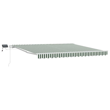 Utdragbar markis Grön och Vit 400 × 300 cm Duk och Aluminium