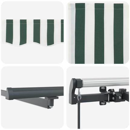 Utdragbar markis Grön och Vit 400 × 300 cm Duk och Aluminium