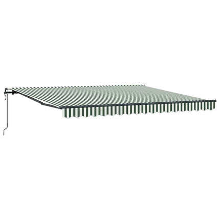Utdragbar markis Grön och Vit 400 × 300 cm Duk och Aluminium