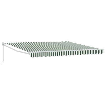 Utdragbar markis Grön och Vit 400 × 300 cm