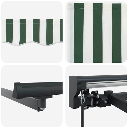 Markisram Grön och Vit 400 × 300 cm Polyester med PU-beläggning