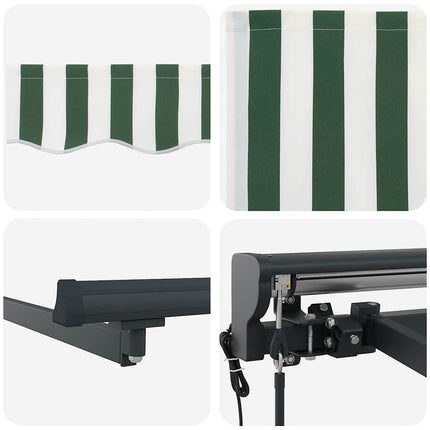 Markisram Grön och Vit 400 × 300 cm Polyester med PU-beläggning