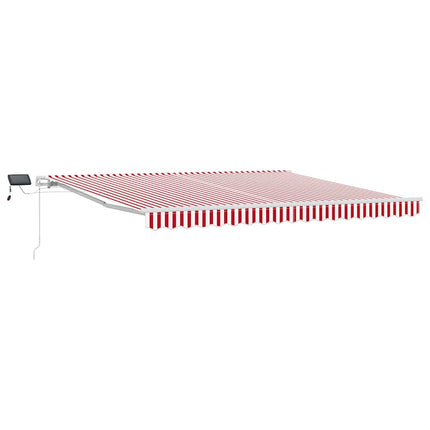Utdragbar markis Röd och Vit 400 × 300 cm Duk och Aluminium