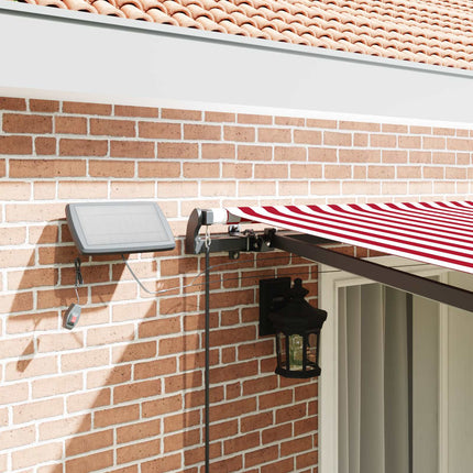 Utdragbar markis Röd och Vit 400 × 350 cm Duk och Aluminium
