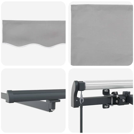 Utdragbar markis Ljusgrå 400 × 350 cm Duk och Aluminium