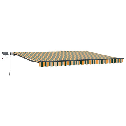Utdragbar markis Grön och gul 400 × 350 cm Duk och Aluminium