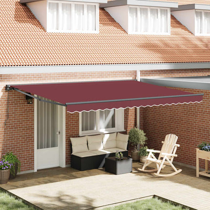 Markisram Vinröd 450 × 300 cm Polyester med PU-beläggning