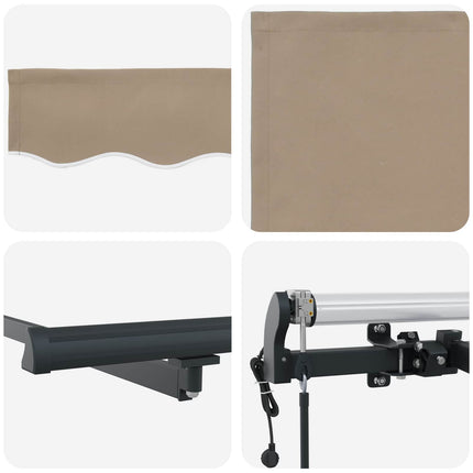Utfällbar markis Beige 450 × 300 cm Duk och Aluminium