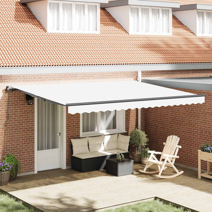 Utdragbar markis Vit 450 × 300 cm Polyester och aluminium