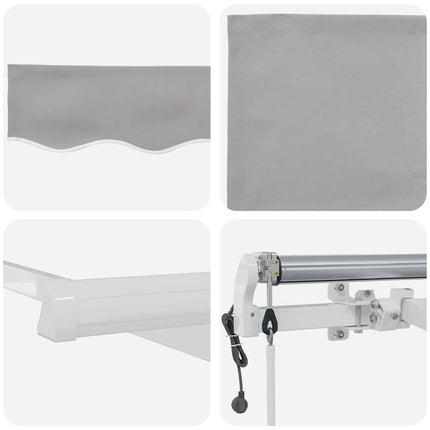 Utdragbar markis Ljusgrå 450 × 300 cm Duk och Aluminium