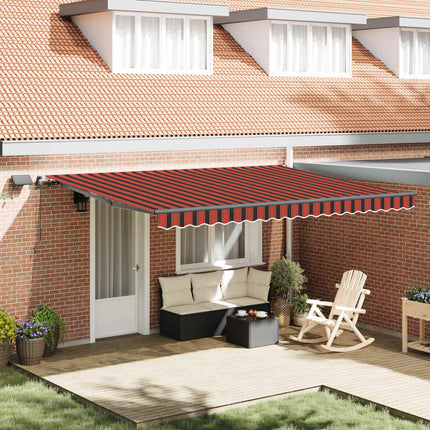 Utdragbar markis orange och brun 450 × 350 cm Duk och Aluminium