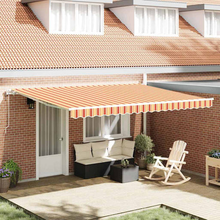 Utdragbar markis Gul och Orange 450 × 350 cm Duk och Aluminium