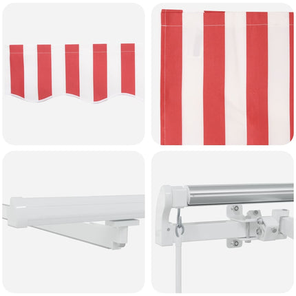 Utfällbar markis Röd och Vit 450 × 350 cm Tyger och Stål