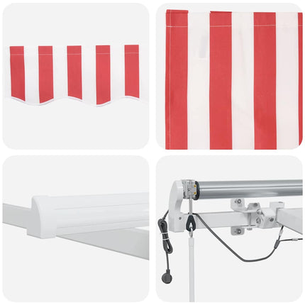 Utfällbar markis Röd och Vit 450 × 350 cm Polyester och metall