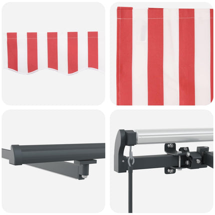 Utfällbar markis Röd och vit 450 ×350 cm tyg