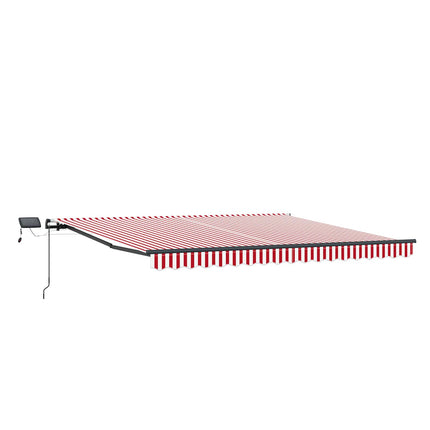 Utfällbar markis Röd och vit 450 ×350 cm tyg