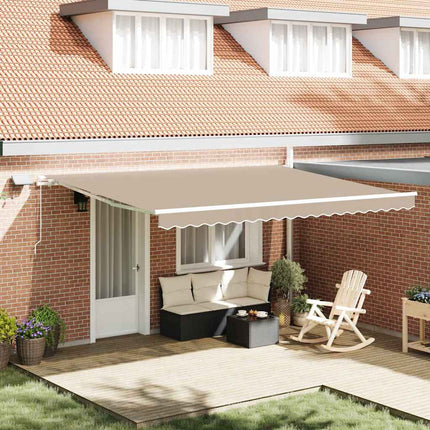 Utdragbar markis Beige 450 × 350 cm Duk och Aluminium