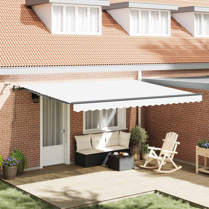 Utdragbar markis Vit 450 × 350 cm Polyester