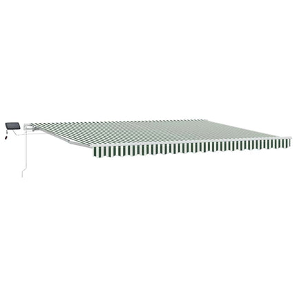 Utfällbar markis Grön och Vit 450 × 350 cm Tyger och Stål