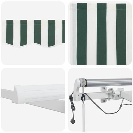 Utfällbar markis Grön och Vit 450 × 350 cm Polyester och metall