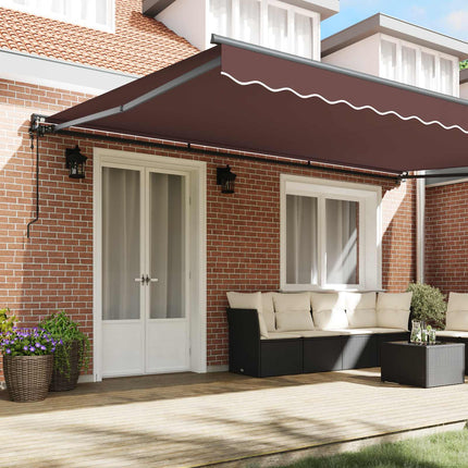 Markisram Brun 500 × 300 cm Polyester med PU-beläggning