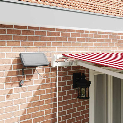 Utdragbar markis Röd och Vit 500 × 300 cm Duk och Aluminium
