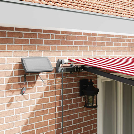 Utdragbar markis Röd och Vit 500 × 300 cm Duk och Aluminium