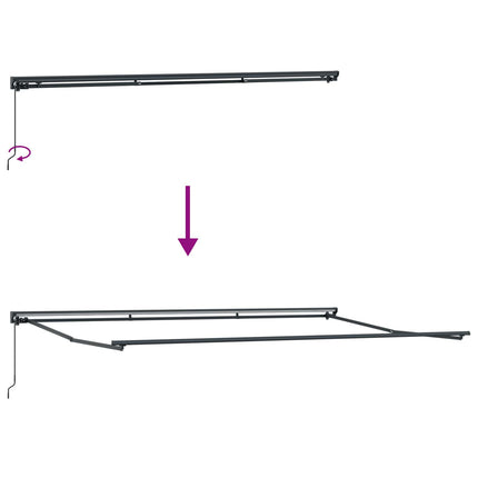 Markisram Röd och Vit 500 × 300 cm Polyester med PU-beläggning