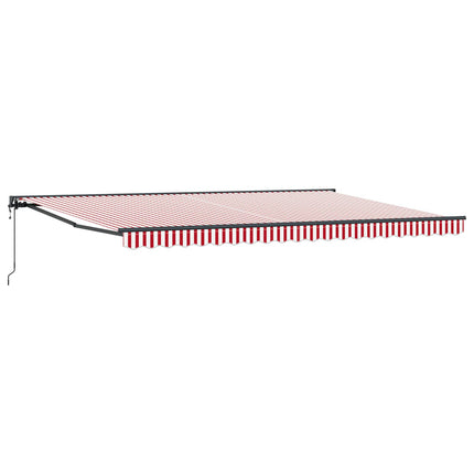 Markisram Röd och Vit 500 × 300 cm Polyester med PU-beläggning