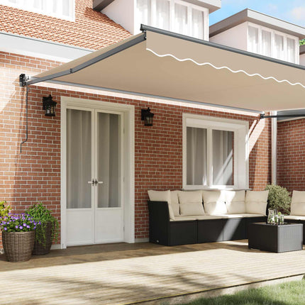 Utdragbar markis Beige 500 x 300 x 165 cm Polyester och metall
