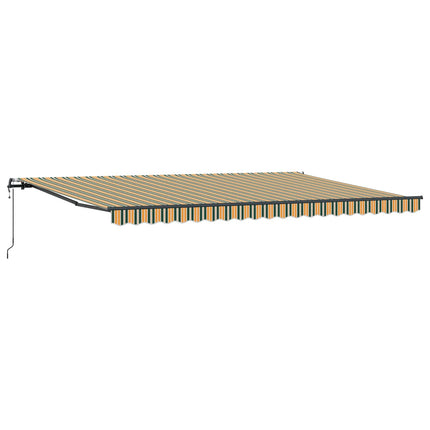 Utdragbar markis Grön och gul 500 × 300 cm Duk och Aluminium