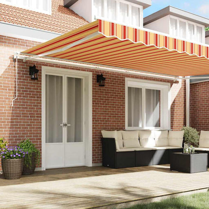 Utdragbar markis Gul och Orange 500 × 350 cm Duk och Aluminium