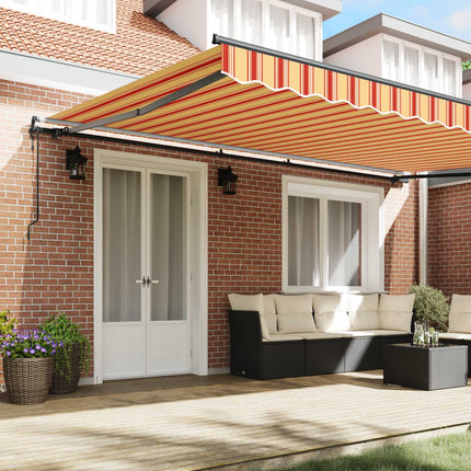 Utfällbar markis Gul och Orange 500 × 350 cm Duk och Aluminium