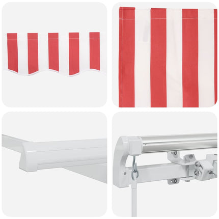 Utfällbar markis Röd och Vit 500 × 350 cm