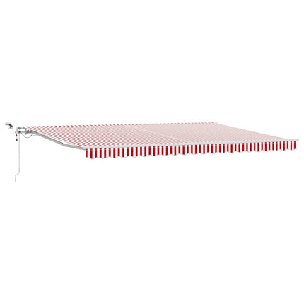 Utfällbar markis Röd och Vit 500 × 350 cm Polyester och metall