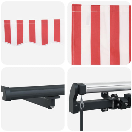 Utfällbar markis Röd och Vit 500 × 350 cm Polyester och Stål