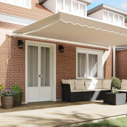 Utdragbar markis Beige 500 × 350 cm Polyester och aluminium