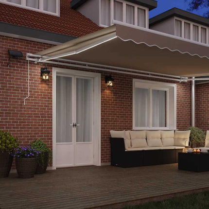 Utdragbar markis Beige 500 × 350 cm Duk och Aluminium