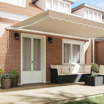Utdragbar markis Beige 500 × 350 cm Duk och Aluminium