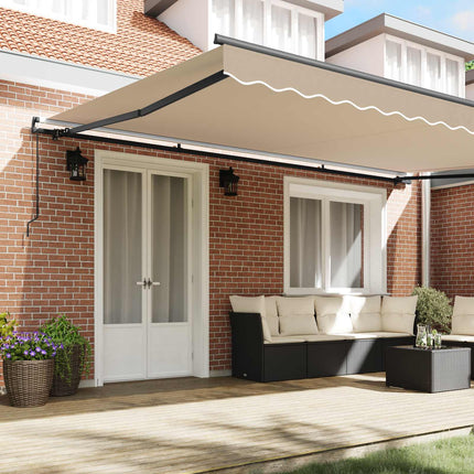 Utdragbar markis Beige 500 × 350 cm Polyester och aluminium