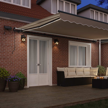 Utdragbar markis Beige 500 × 350 cm Duk och Aluminium