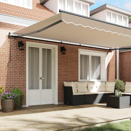 Utdragbar markis Beige 500 × 350 cm Duk och Aluminium