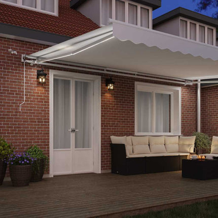 Utfällbar markis Vit 500 × 350 cm Polyester och metall