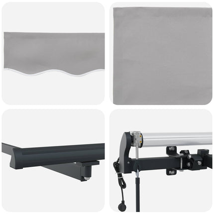 Utdragbar markis Ljusgrå 500 × 350 cm Duk och Aluminium
