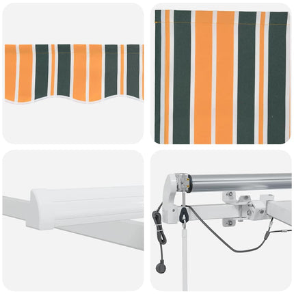 Utfällbar markis Grön och Gul 500 × 350 cm Polyester och metall